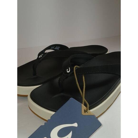 OLUKAI WOMENS SANDALS THONG STYLE BLACK AND WHITE SIZE 10 (BRAND NEW) NO BOX - Picture 5 of 5